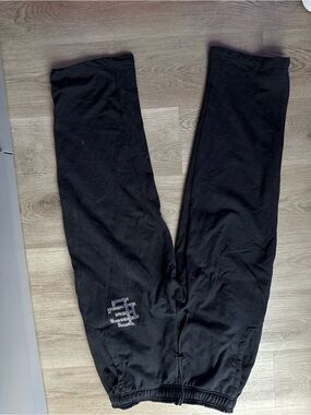 Black eric emanuel Sweatpants with Rhinestone Logo
